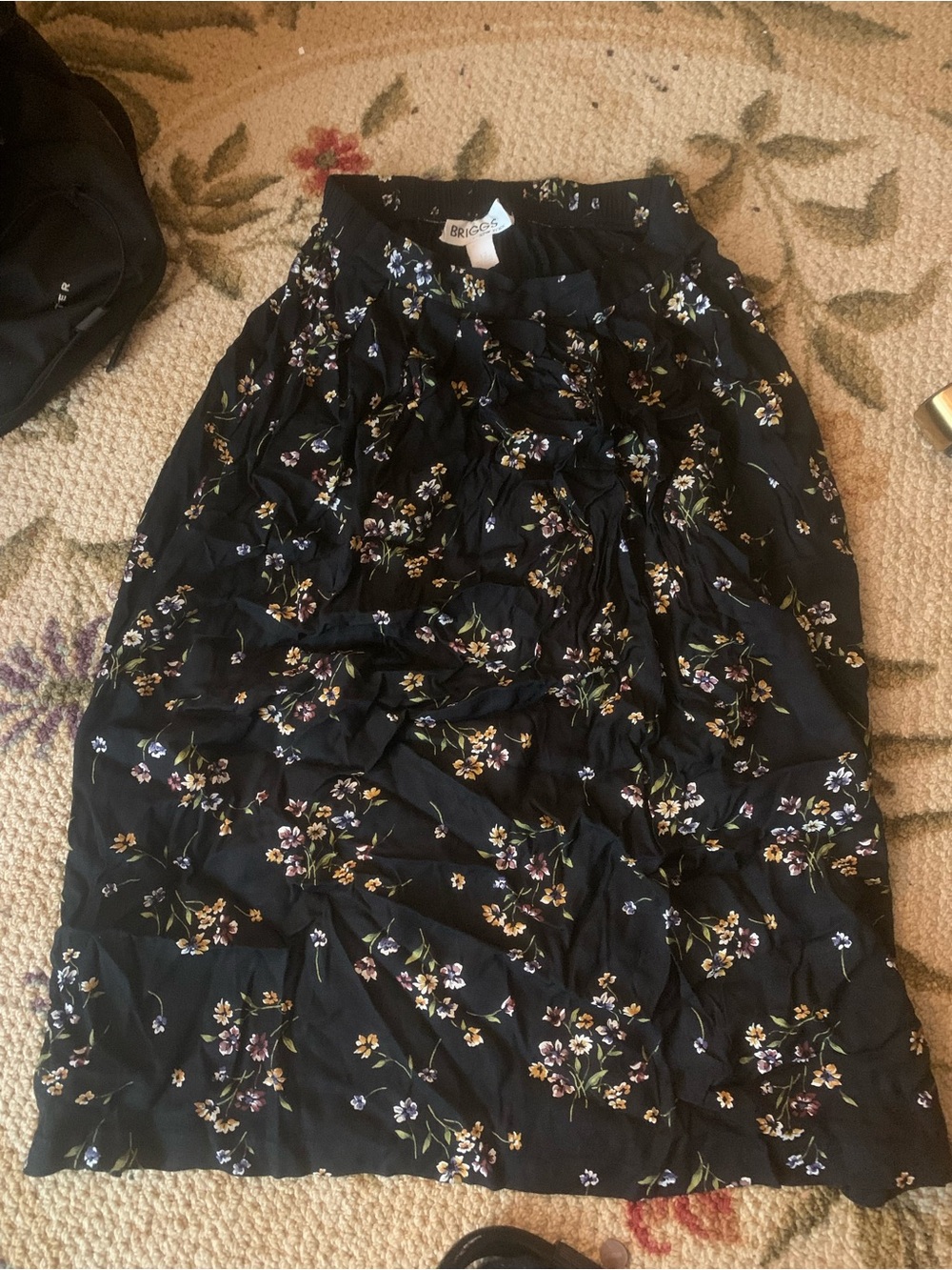 Briggs New York Black Floral Maxi Skirt